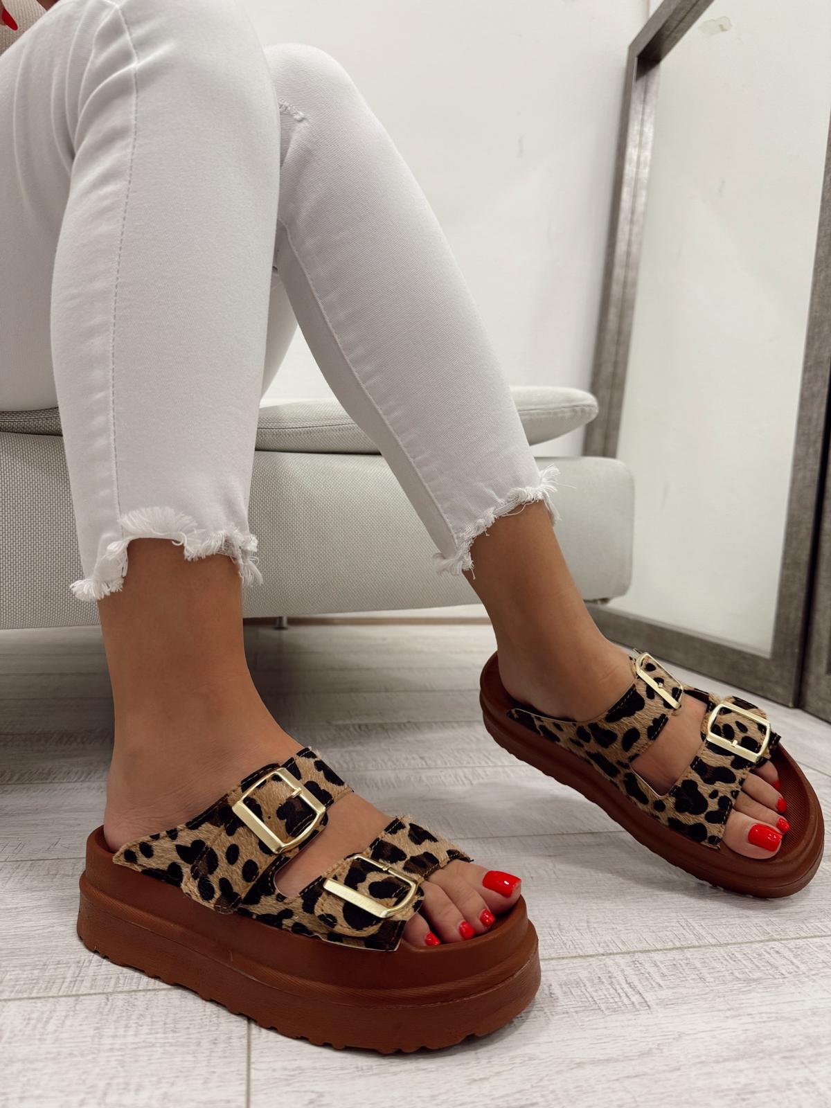 Ženske papuče F041 - SA KAIŠEVIMA - LEOPARD