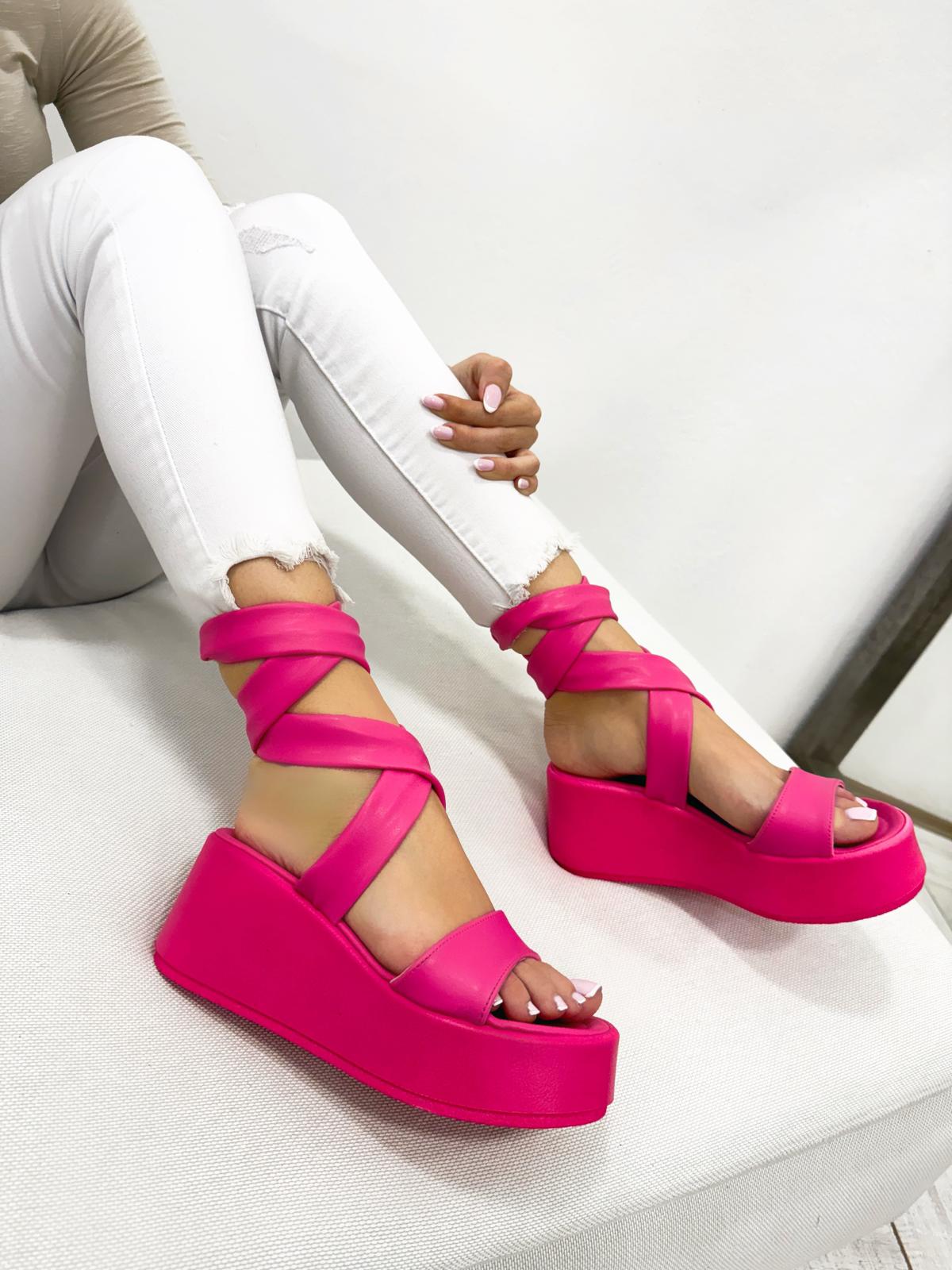 Ženske sandale F109 - NA PLATFORMU - PINK