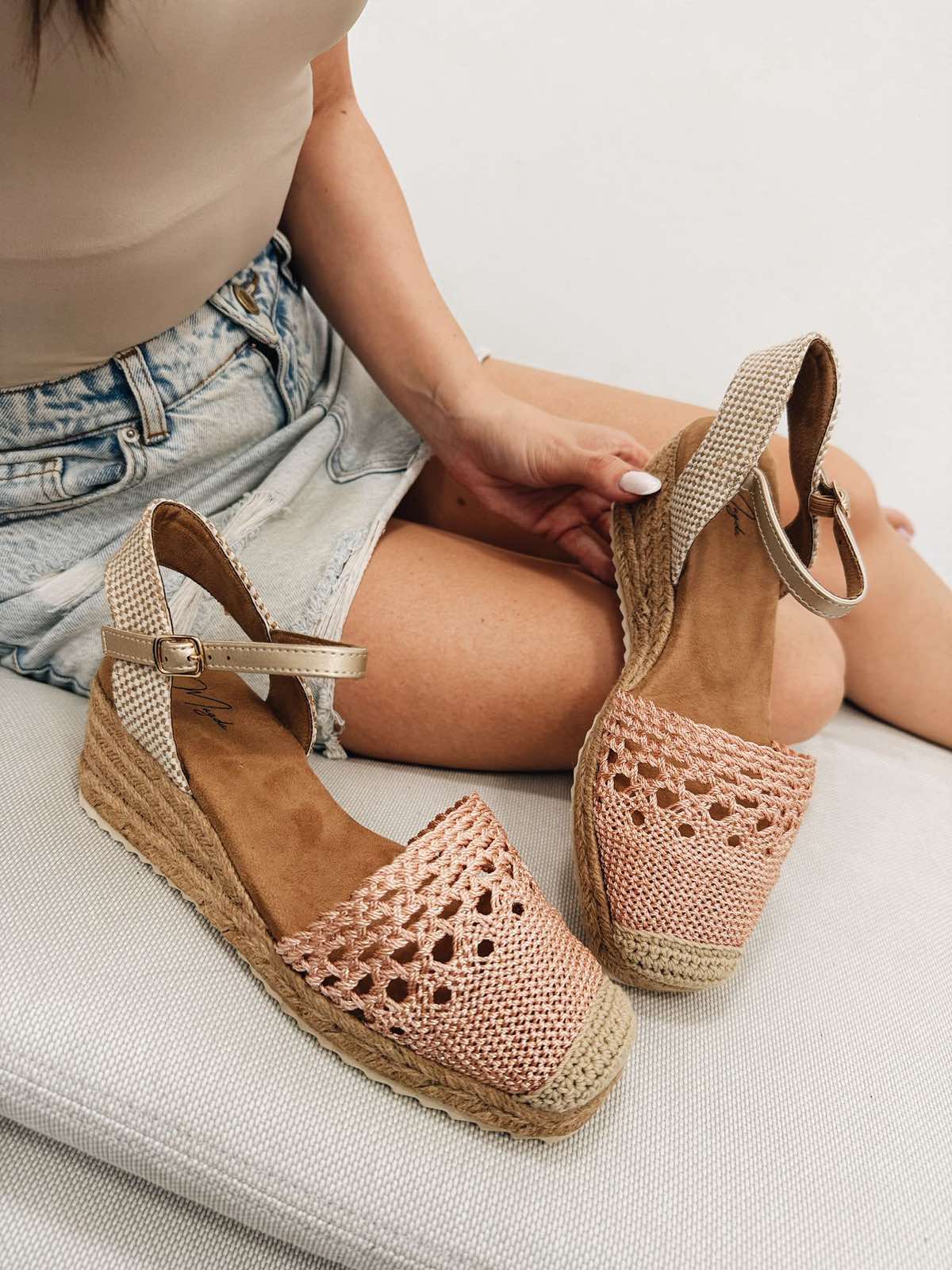 Ženske espadrile F194 - SA VEZOM - ROZA