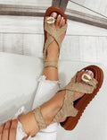 Ženske sandale F069 - SA KAIŠEVIMA - BEŽ