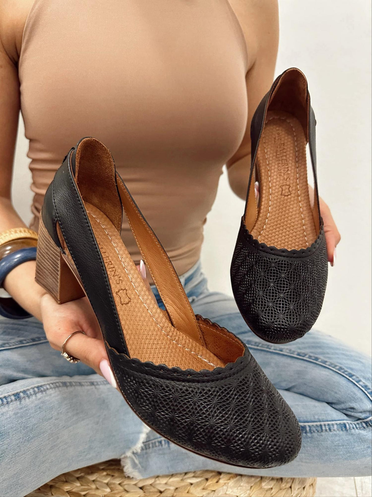Kožne sandale F279 - LOVE BALLERIN'S - CRNA