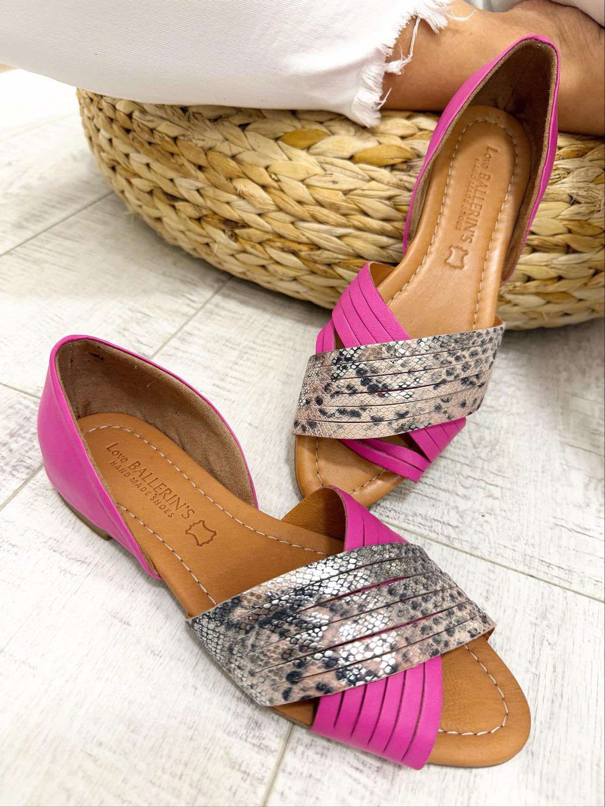 Kožne sandale F287 - LOVE BALLERIN'S - ZMIJSKE - PINK