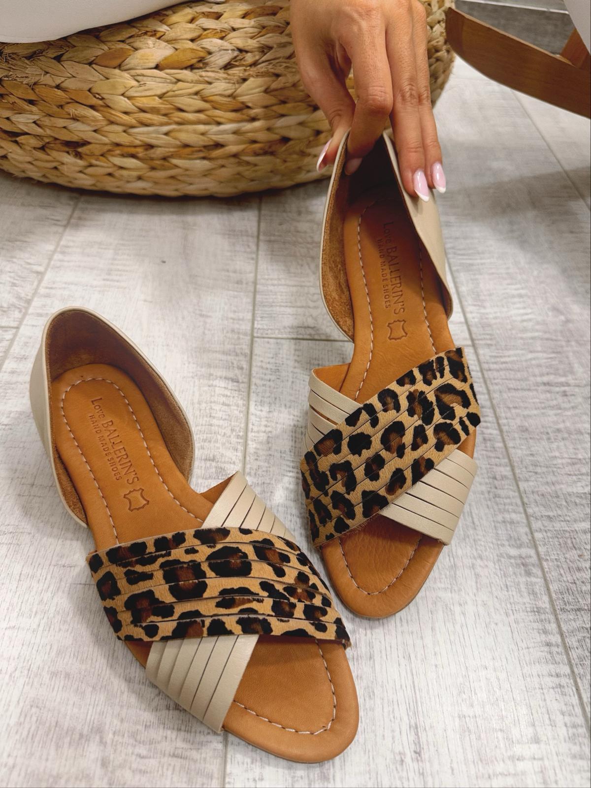 Kožne sandale F287 - LOVE BALLERIN'S - LEOPARD - BEŽ