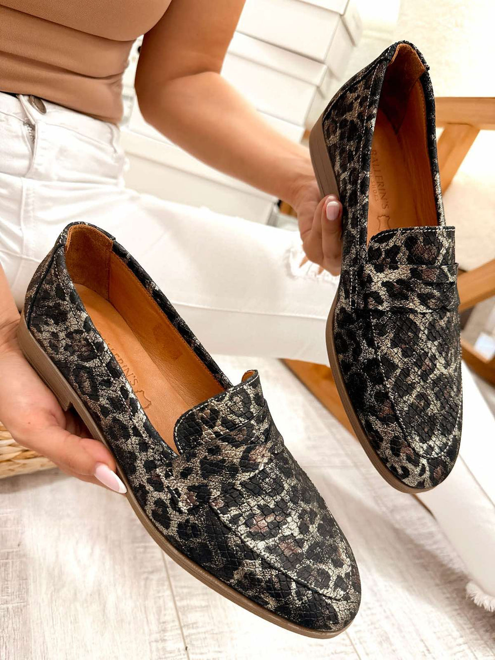 Kožne cipele F328 - LOVE BALLERIN'S - LEOPARD - CRNA