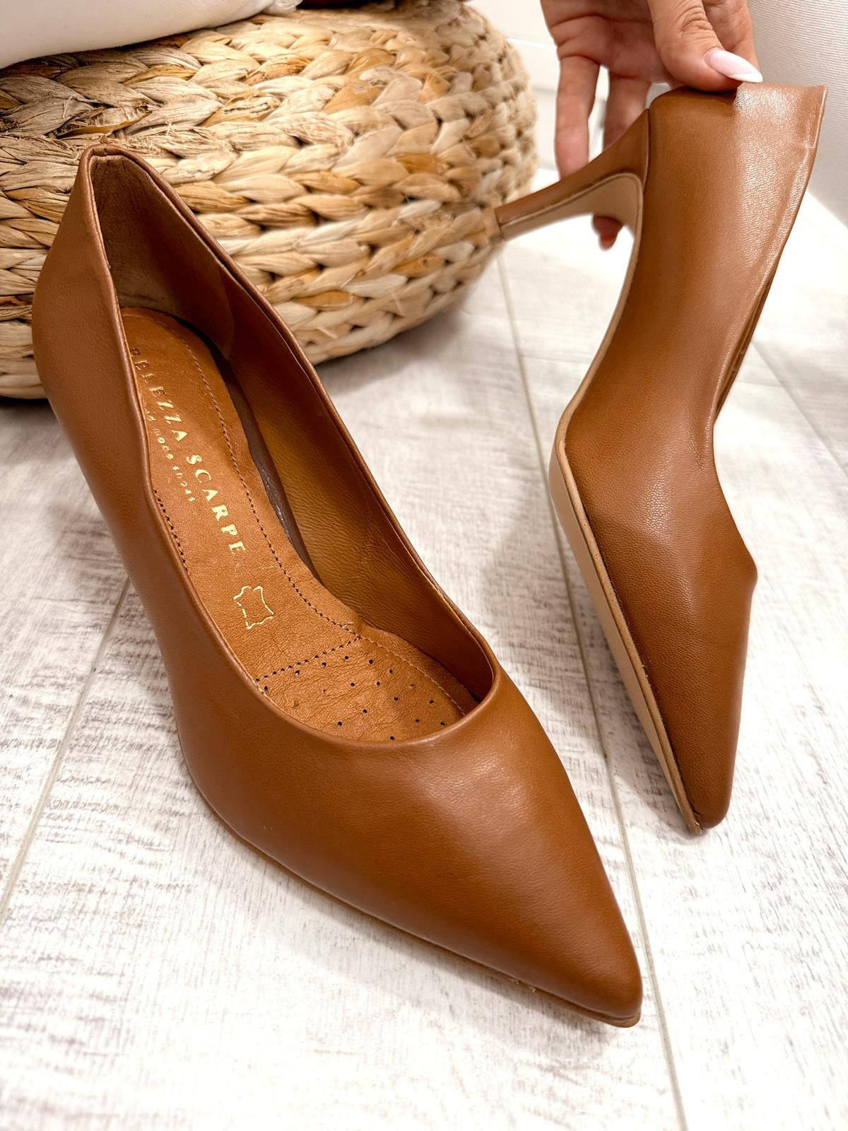 Kožne štikle F336 - BELEZZA SCARPE - KAMEL