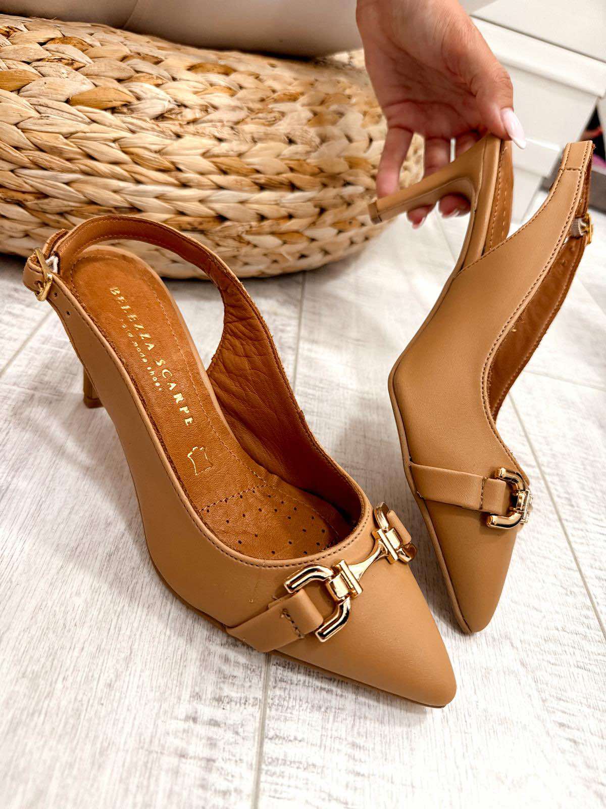 Kožne sandale F338 - BELEZZA SCARPE - KAMEL