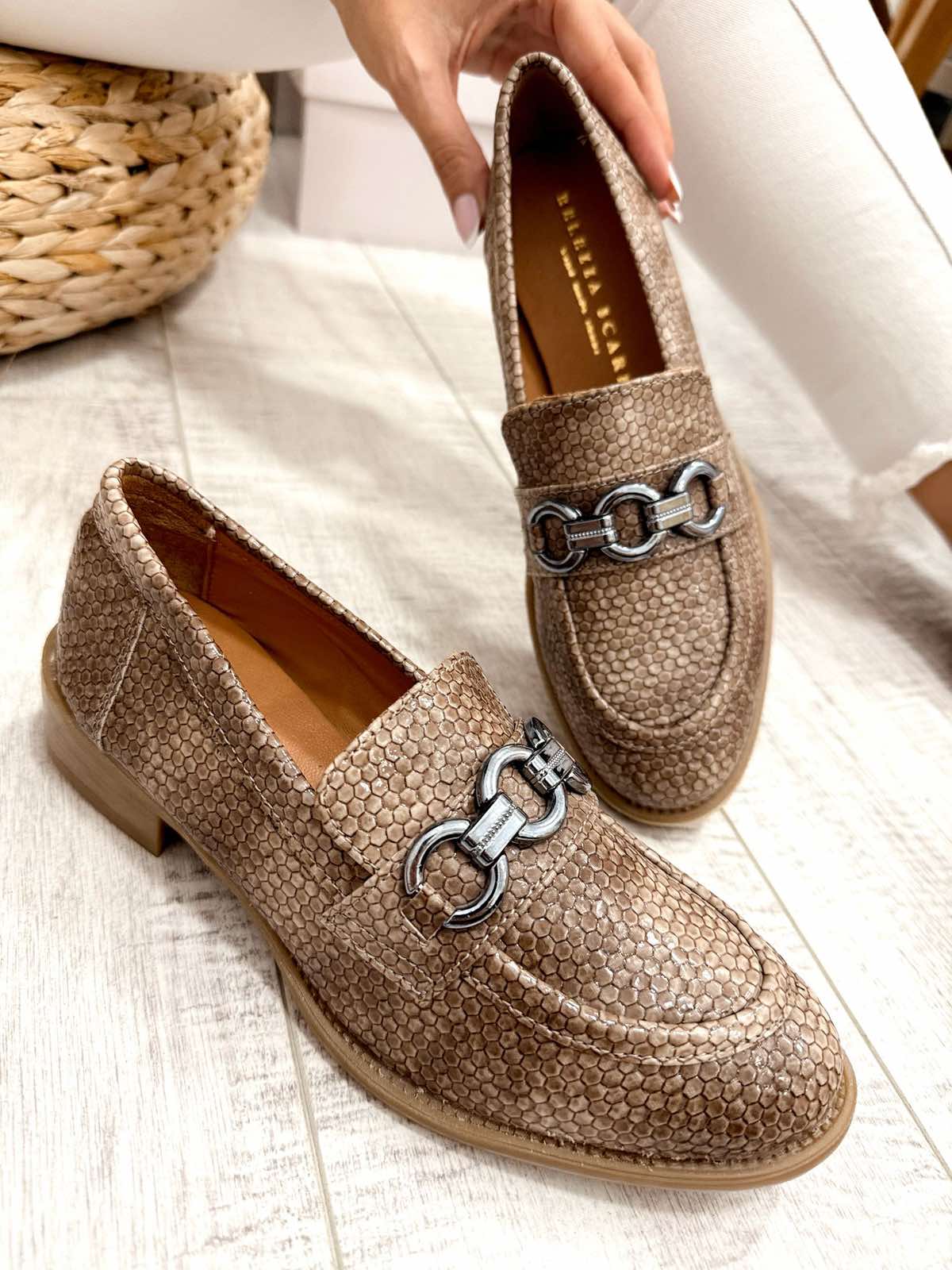 Kožne cipele F436 - BELEZZA SCARPE - KROKO - TAMNO BEŽ