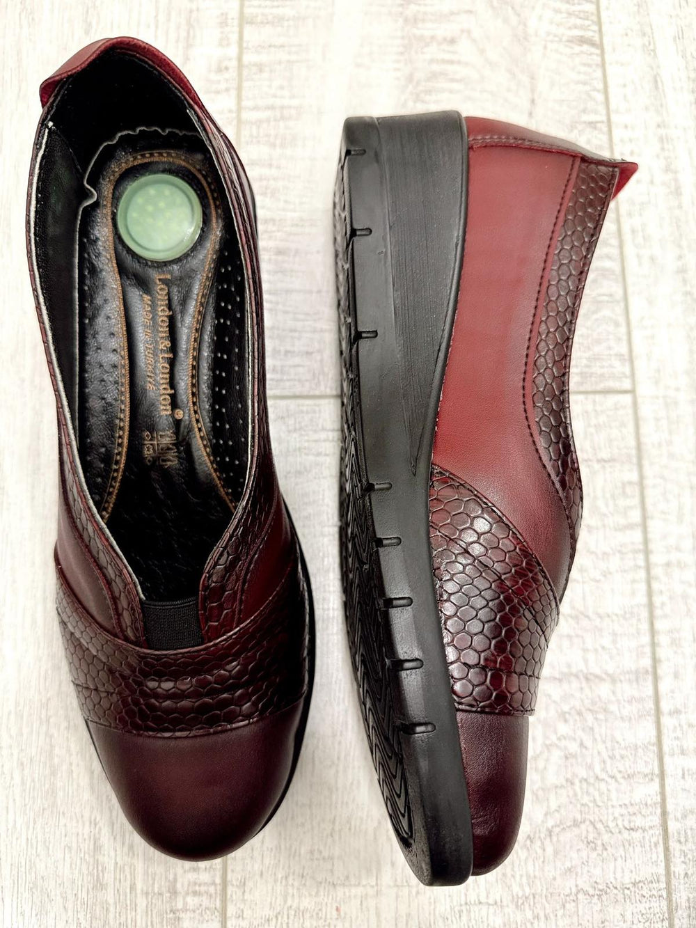 Ženske cipele F565 - LONDON & LONDON - KROKO - BORDO