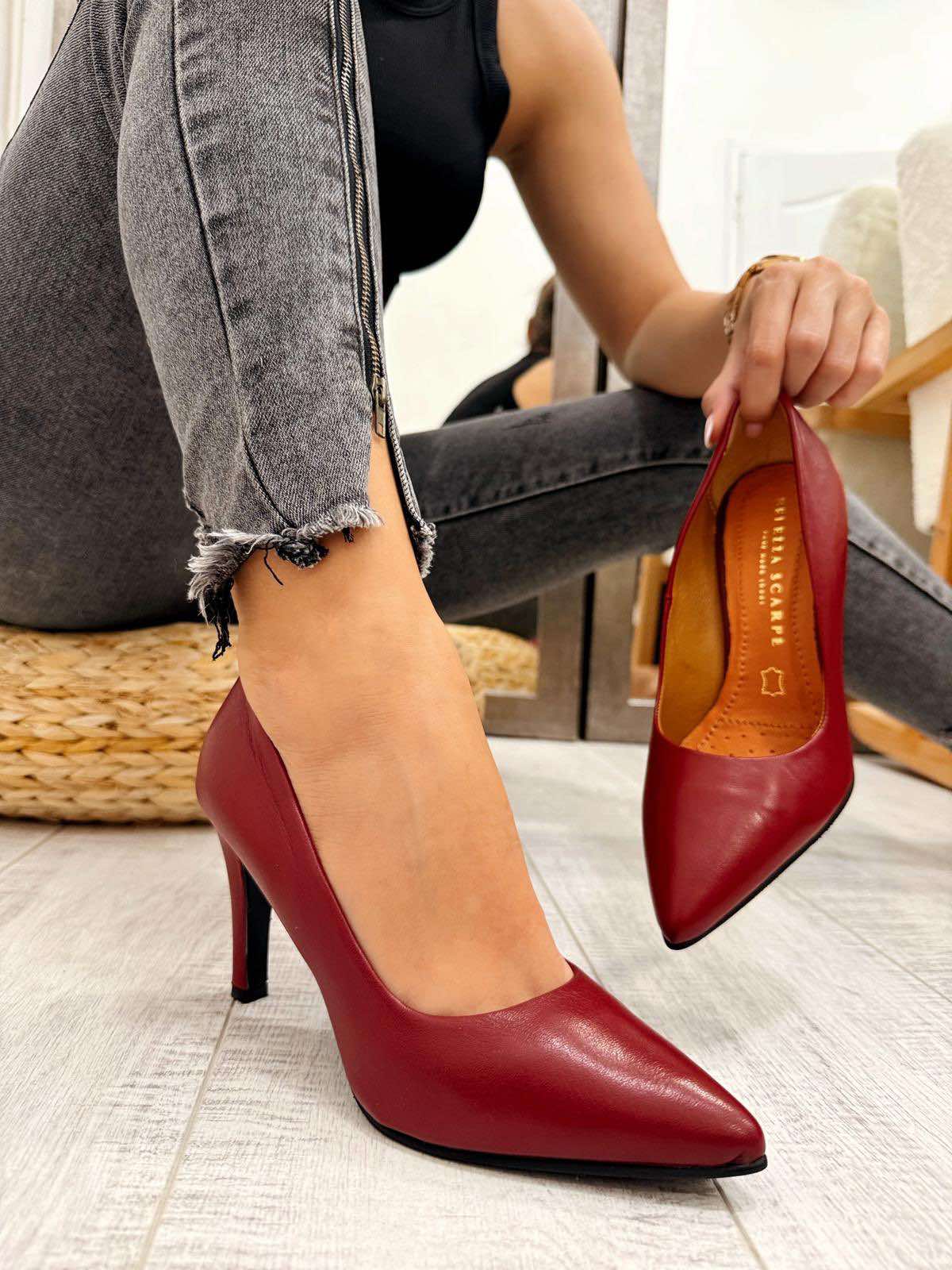 Kožne štikle F584 - BELEZZA SCARPE - BORDO