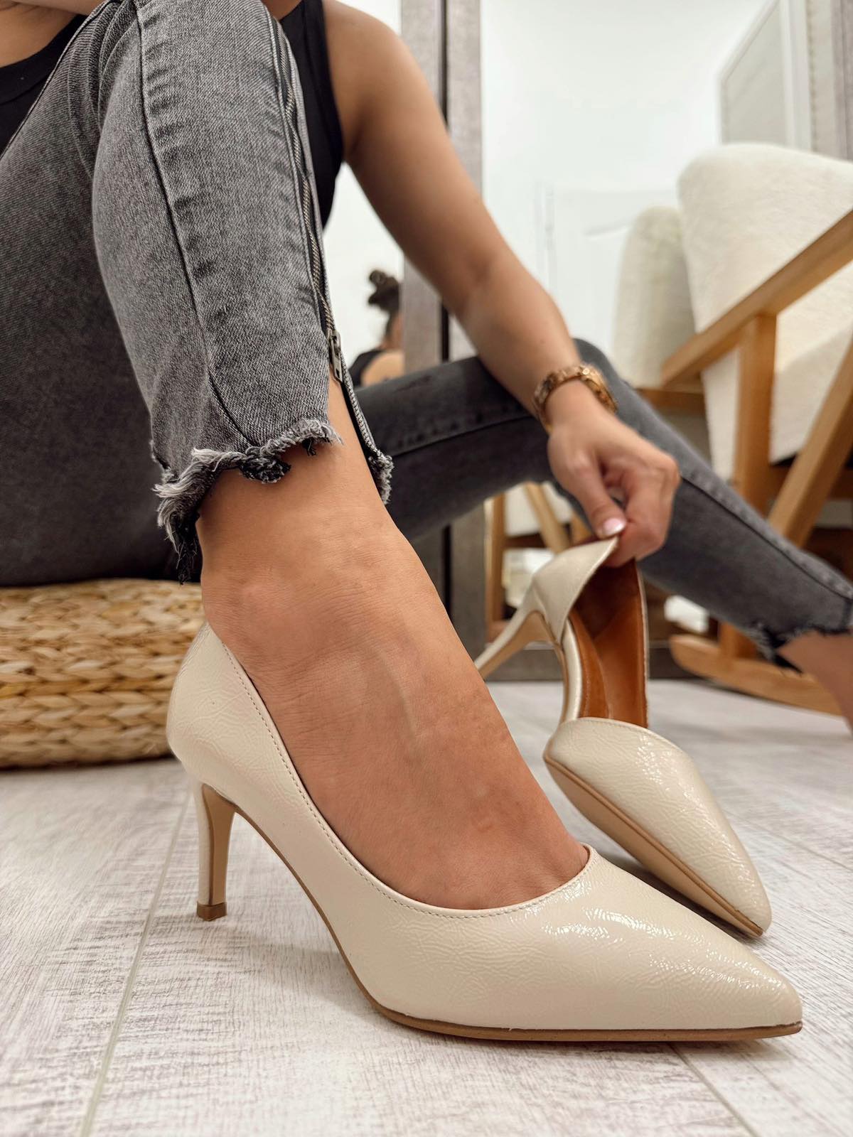 Kožne štikle F335 - BELEZZA SCARPE - BEŽ