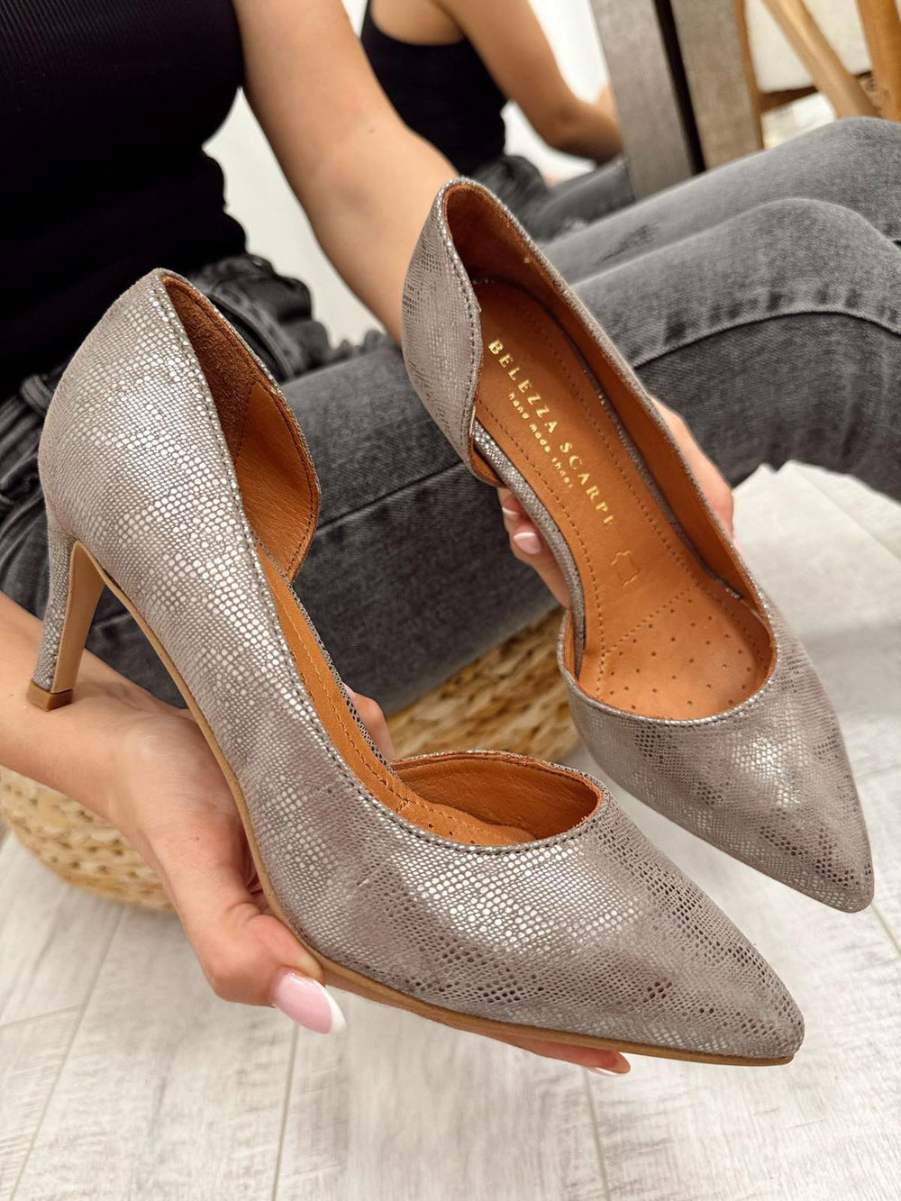 Kožne štikle F335 - BELEZZA SCARPE - TAUPE