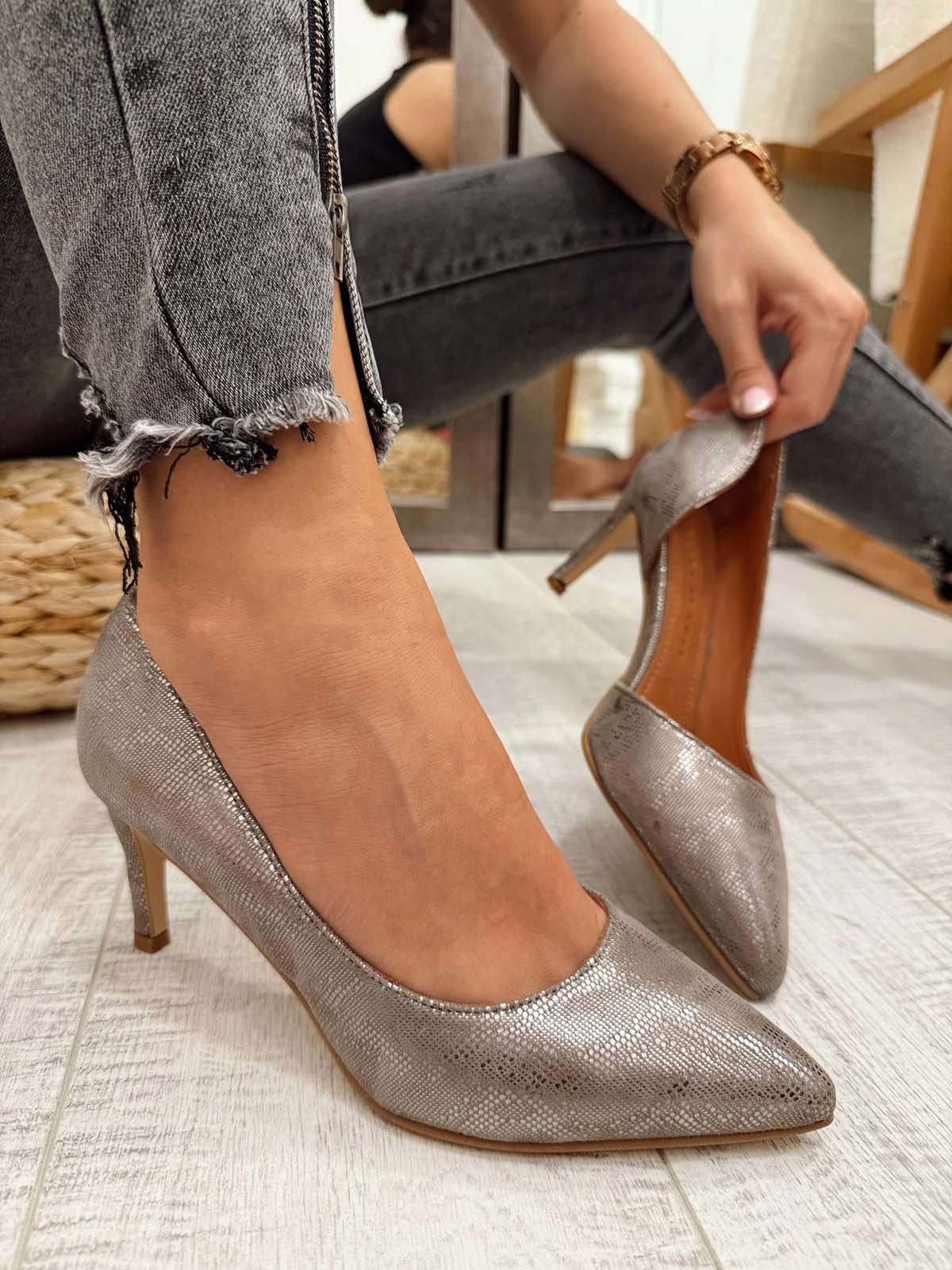 Kožne štikle F335 - BELEZZA SCARPE - TAUPE