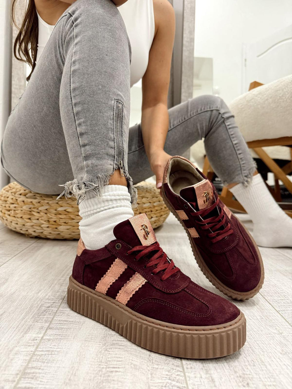 Kožne patike F650 - BORDO