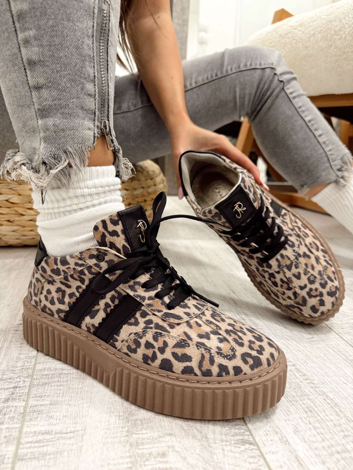 Kožne patike F650 - CRNA - LEOPARD