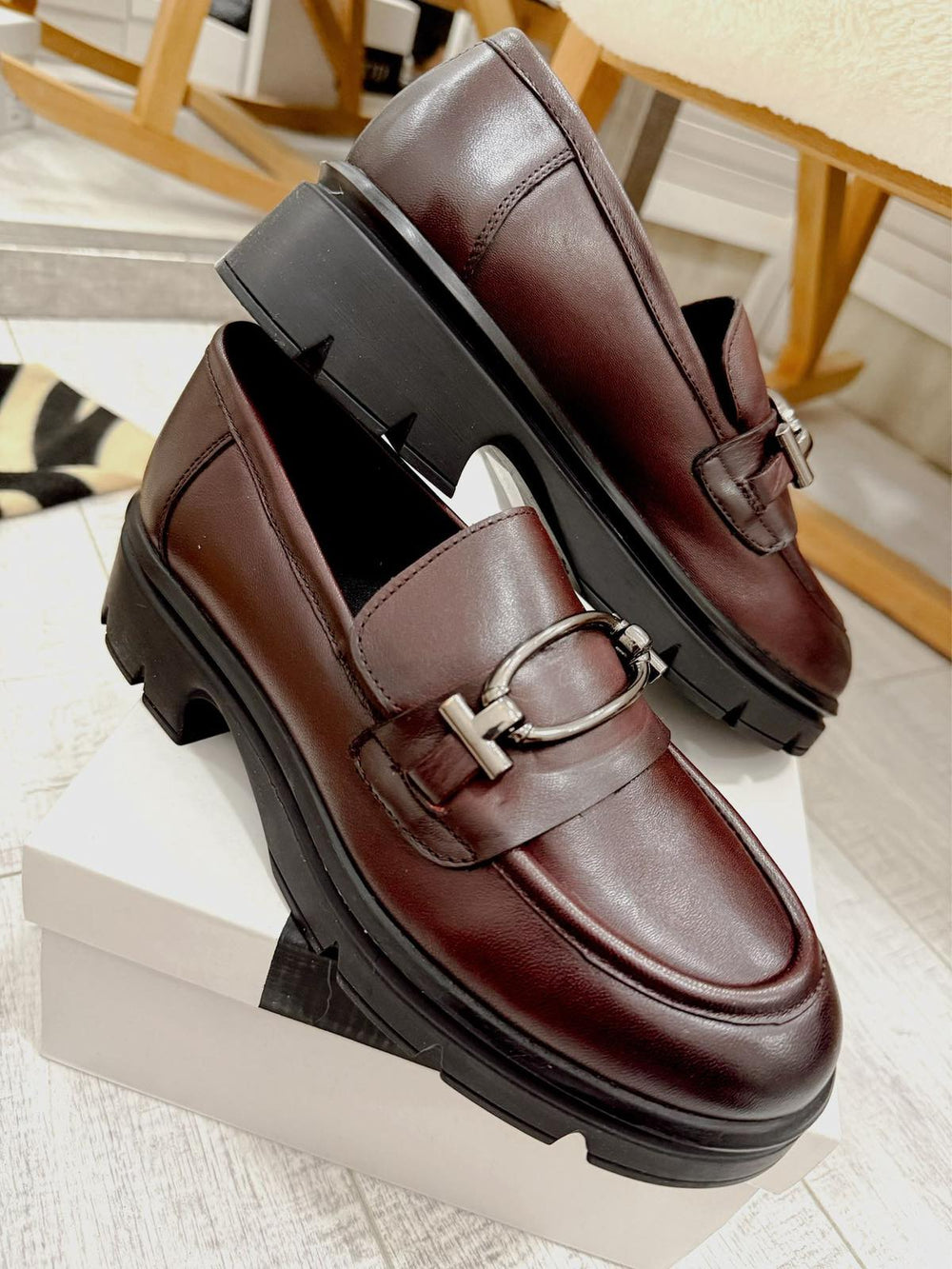Kožne cipele F883 - BORDO