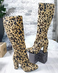 LEOPARD ČIZME NA DEBLJU ŠTIKLU SA RAJFEŠLUSOM