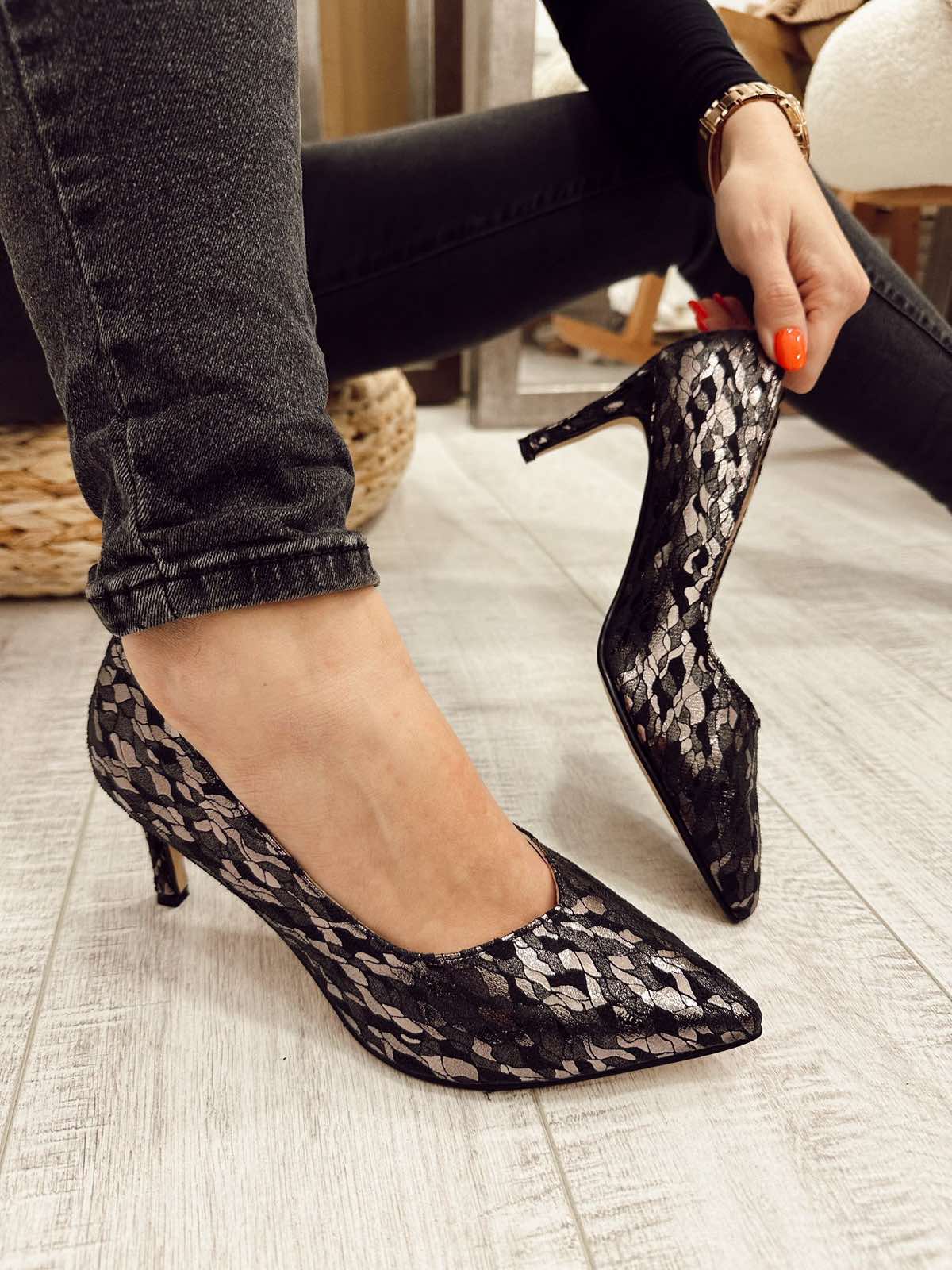 Kožne štikle F951 - BELEZZA SCARPE - CRNA - BRONZANA