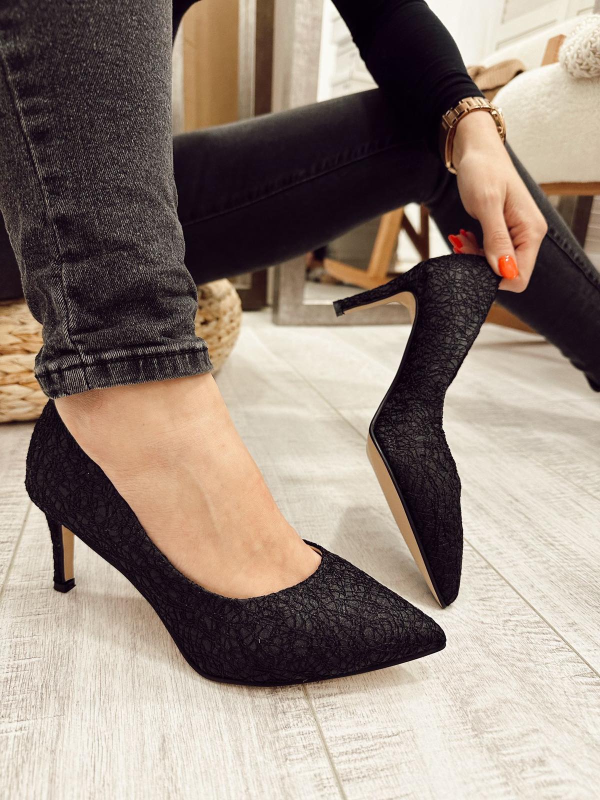 Kožne štikle F954 - BELEZZA SCARPE - CRNA
