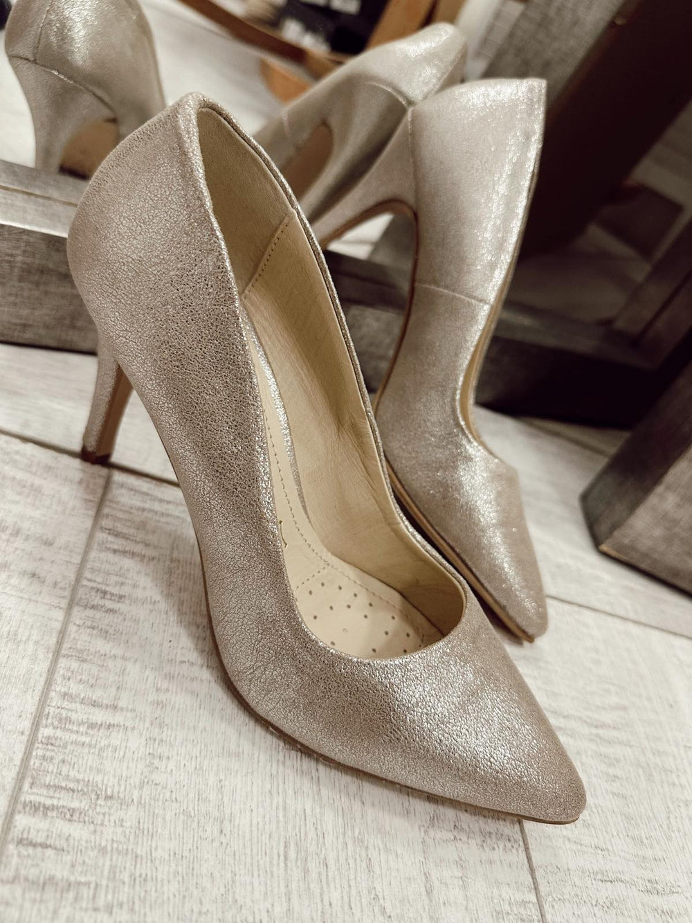 Kožne štikle F584 - BELEZZA SCARPE - ZLATNA