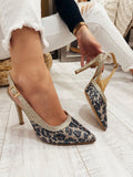 Kožne štikle F958  - BELEZZA SCARPE - ŠTRAS - LEOPARD - ZLATNA