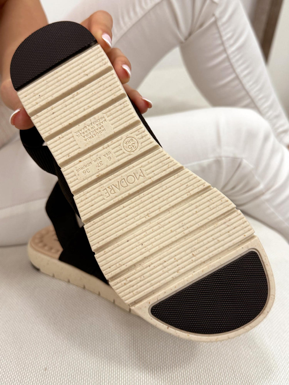 Ženske ravne sandale G062 - MODARE Ultra Comfort - elastične - CRNA