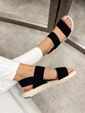 Ženske ravne sandale G062 - MODARE Ultra Comfort - elastične - CRNA
