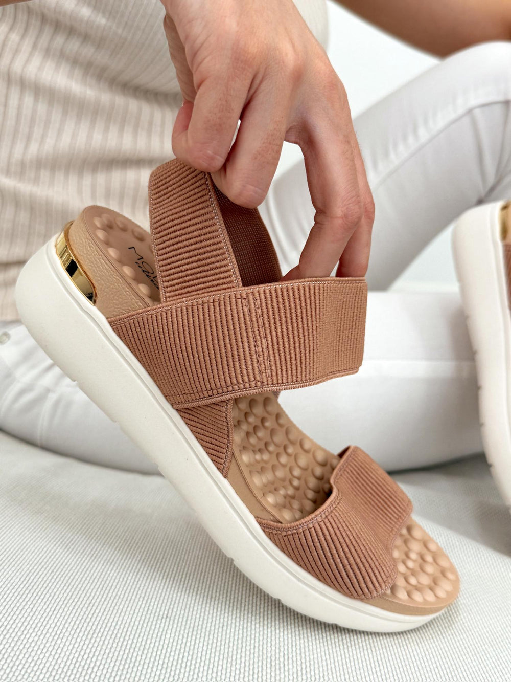 Ženske sandale G063 - MODARE Ultra Comfort - na platformu - elastične - BEŽ