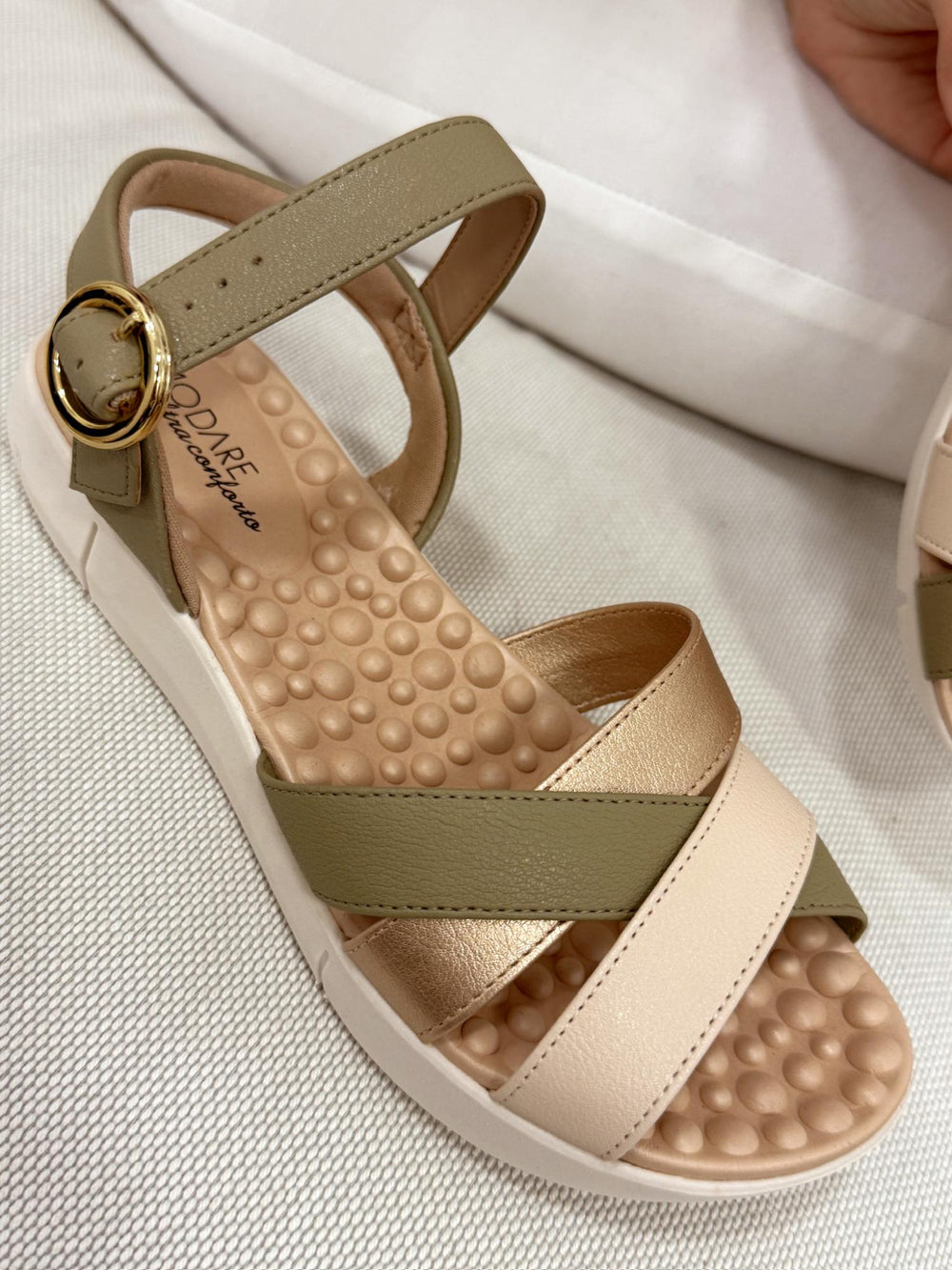 Ženske sandale G065 - MODARE Ultra Comfort - na platformu - sa kaiševima - MASLINASTA