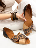 Kožne ravne sandale - baletanke G198 - LOVE BALLERIN'S - LEOPARD - CRNA