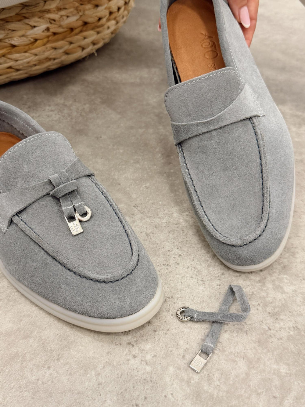Kožne cipele - mokasine G459 - ATO SHOES - SIVA