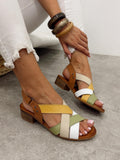Kožne sandale G469 - ATO SHOES - ZELENA - BELA - BEŽ - OKER - KAMEL
