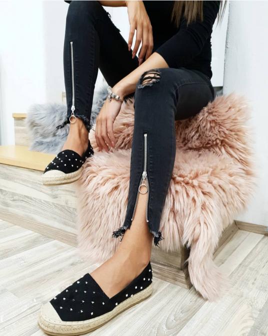 **ESPADRILE SA NITNAMA I ĐONOM OD JUTE - CRNE