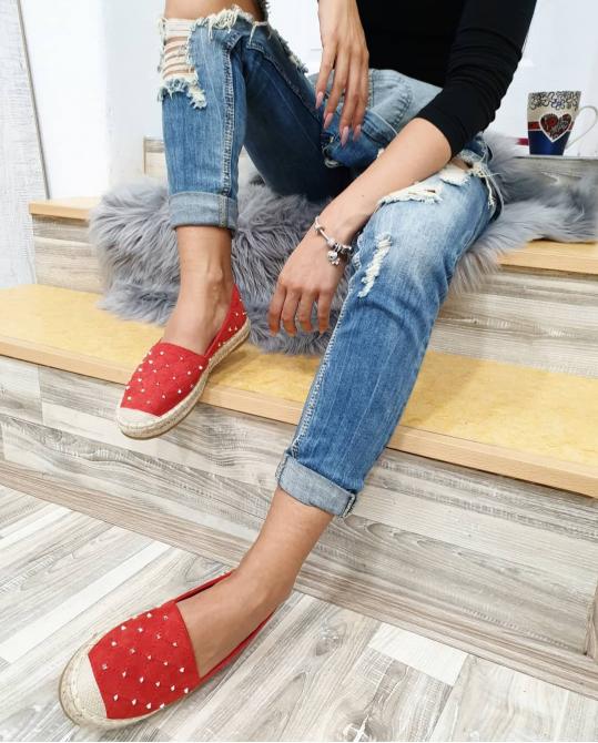 **ESPADRILE SA NITNAMA I ĐONOM OD JUTE - CRVENE