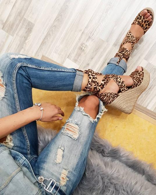 **LEOPARD SANDALE SA ĐONOM OD JUTE -