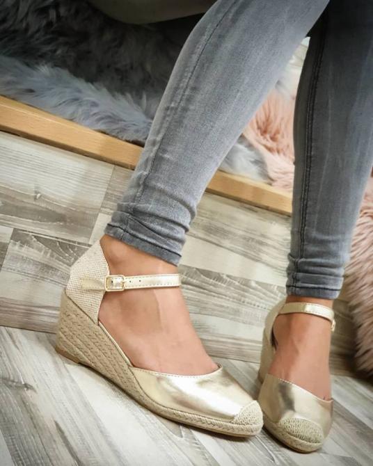 OTVORENE ESPADRILE NA PUNU PETU - ZLATNE