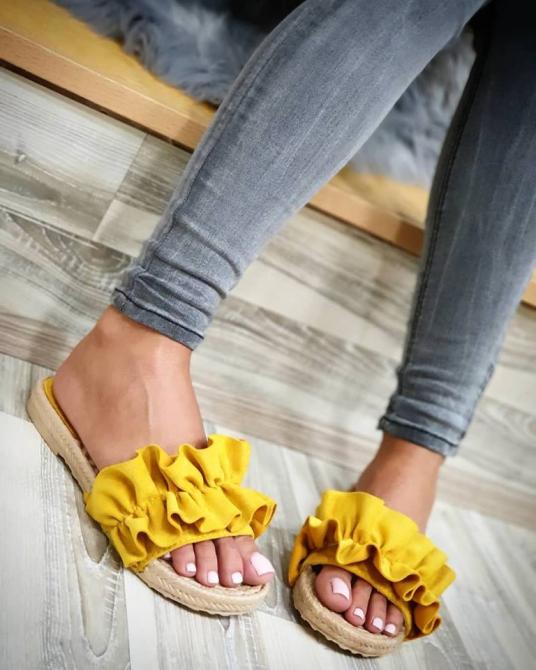 PAPUČE SA FALTNAMA - ŽUTE