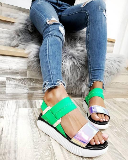 NEON HOLOGRAM SPORTSKE SANDALE - ZELENE