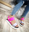 NEON HOLOGRAM SPORTSKE SANDALE - PINK