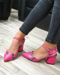 SNAKE SANDALE NA DEBLJU ŠTIKLU - PINK