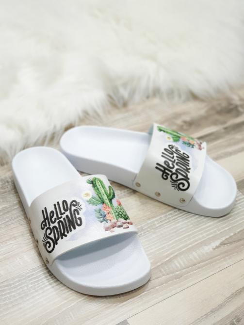 HELLO SPRING PAPUČE - BELE