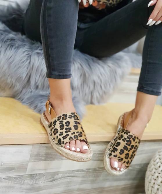 LEOPARD SANDALE SA ĐONOM OD JUTE