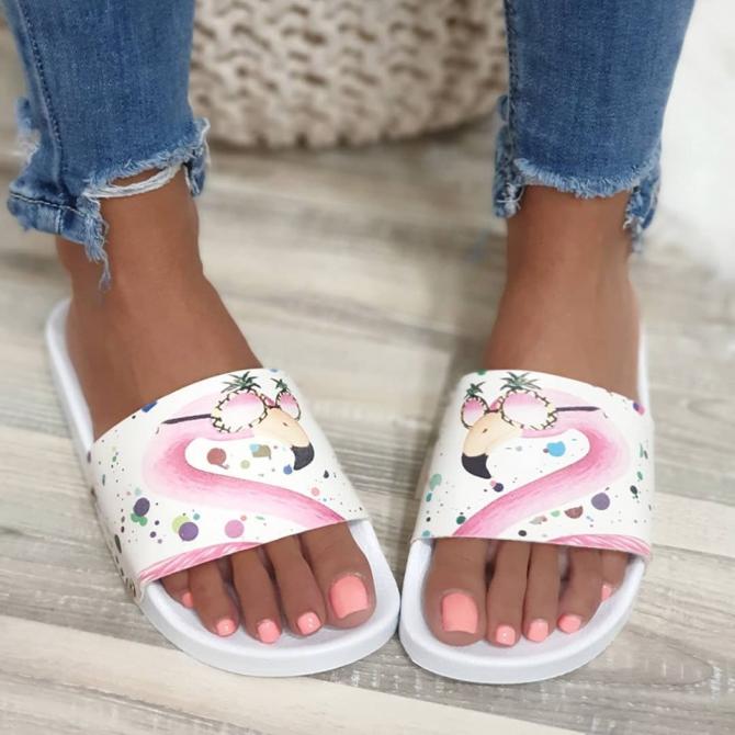 FLAMINGO PAPUČE - BELE