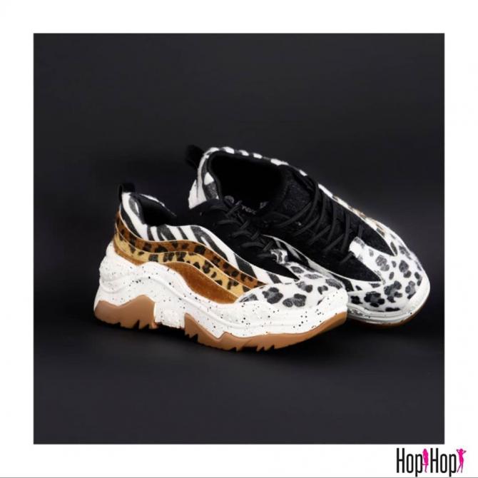 PATIKE SA ZEBRA I LEOPARD PRINTOM - CRNO/BELE/KAMEL