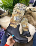 VODOOTPORNE GUMENE LEOPARD ČIZME - BEŽ/CRNE