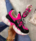 NEON STREČ PATIKE SA BELIM ĐONOM - PINK/CRNE