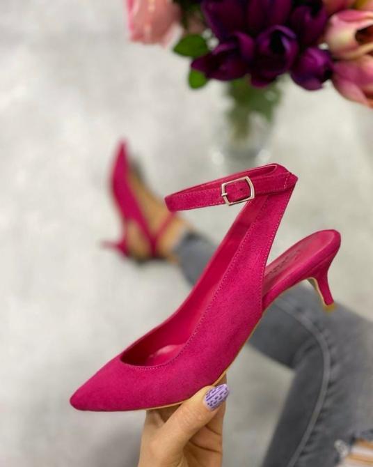 VELUR ŠPIC SANDALE NA TANKU ŠTIKLU - PINK