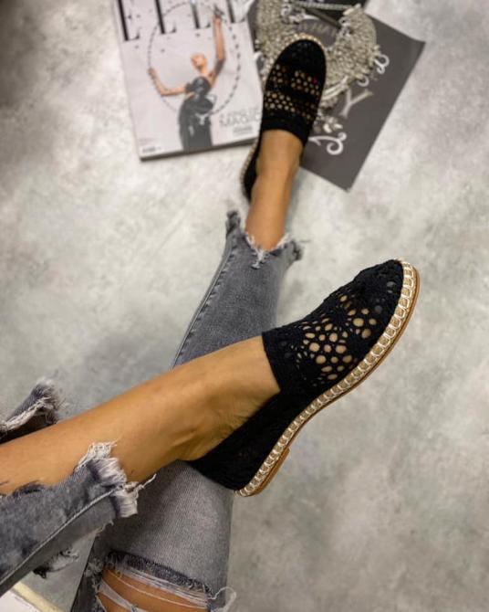 HEKLANE KONČANE ESPADRILE - CRNE