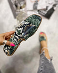 SNAKE RAVNE PAPUČE - ZELENE