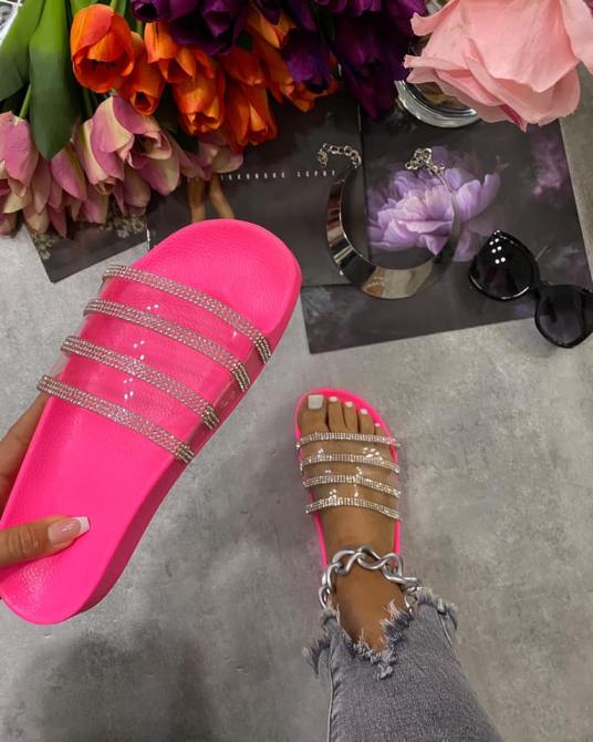 NEON RAVNE PROVIDNE PAPUČE SA CIRKONIMA - PINK