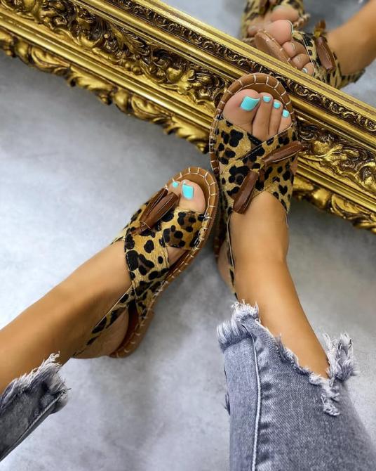 LEOPARD RAVNE SANDALE SA RESAMA